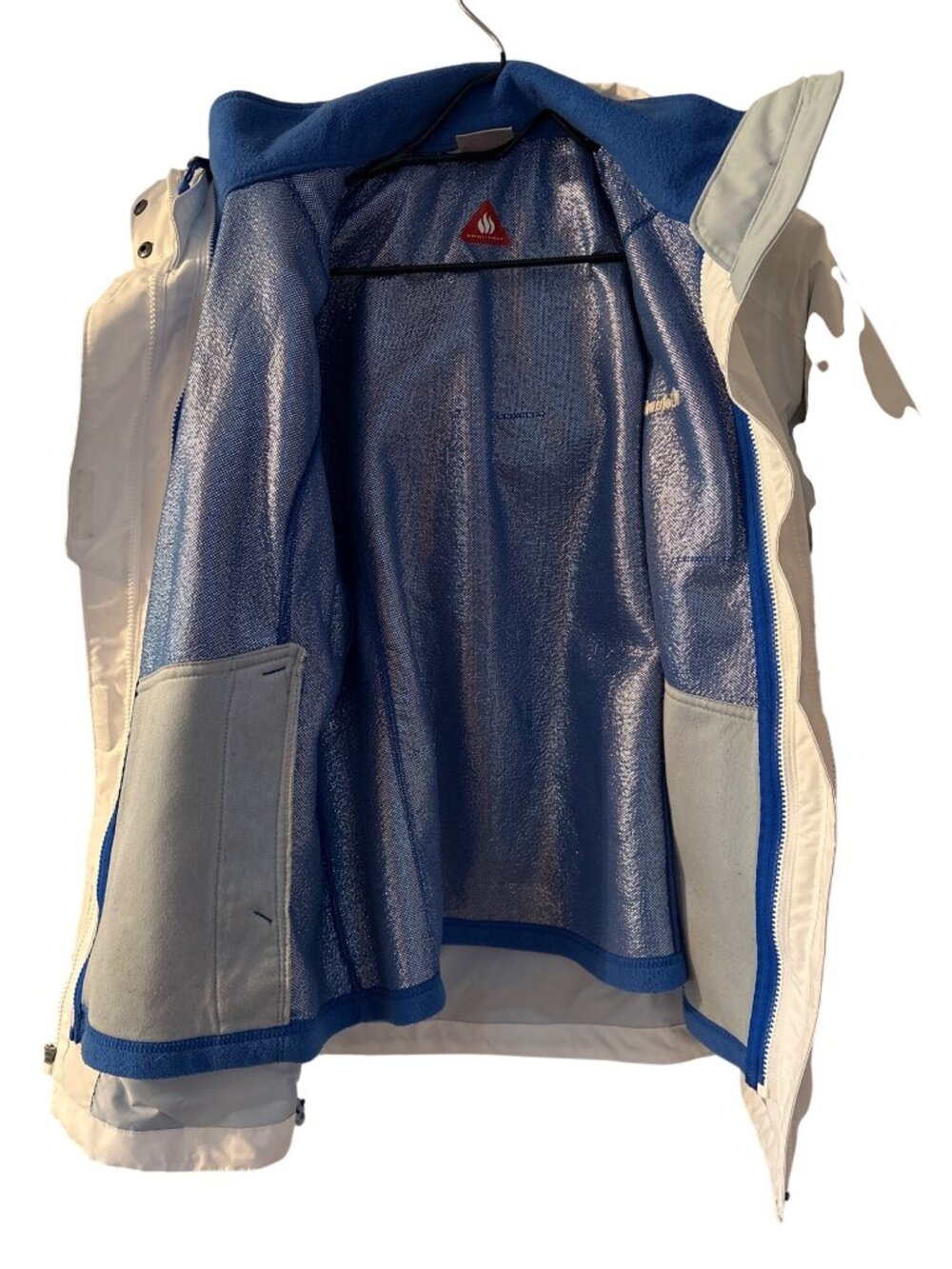 Columbia Women's Omni-Heat Waterproof Omni-Tech Interchange Jacket White & Blue - Picture 5 of 7